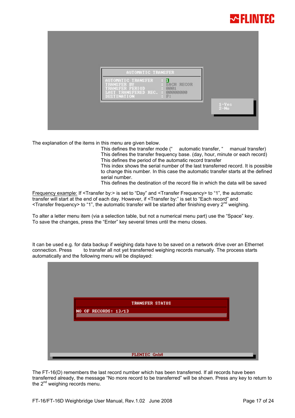 Flintec FT-16D V.1.02 User Manual | Page 17 / 24