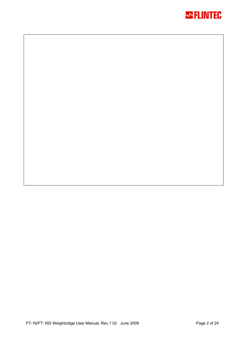 Flintec FT-16D V.1.02 User Manual | Page 2 / 24