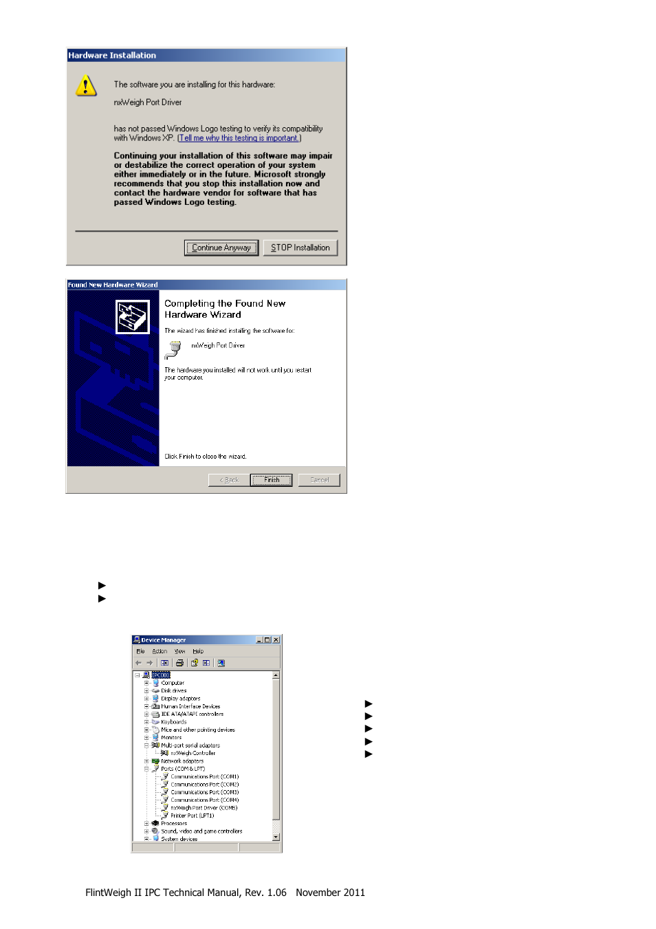 Used com port | Flintec II IPC User Manual | Page 16 / 36