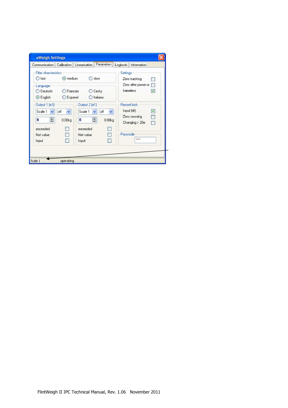 Language and other settings | Flintec II IPC User Manual | Page 21 / 36