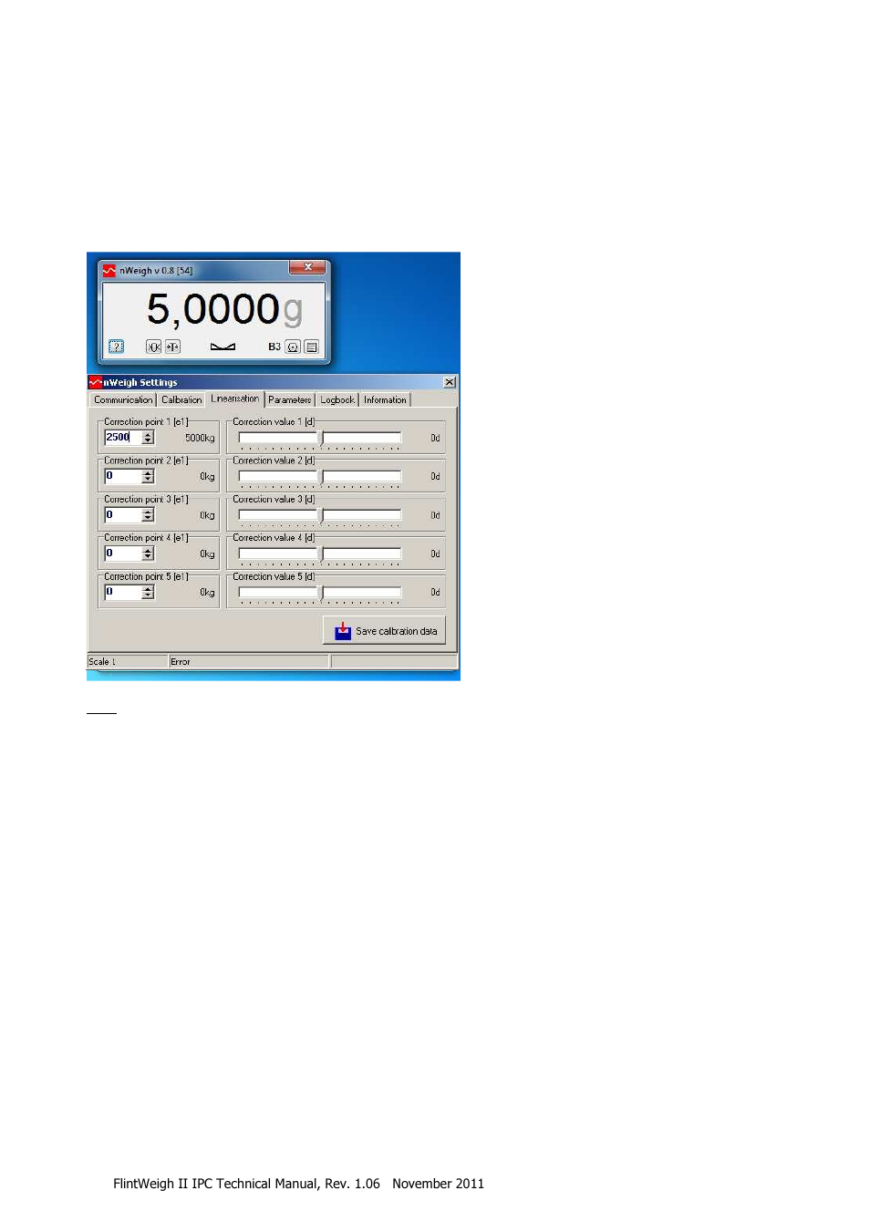 Optional linearisation of the scale curve | Flintec II IPC User Manual | Page 26 / 36