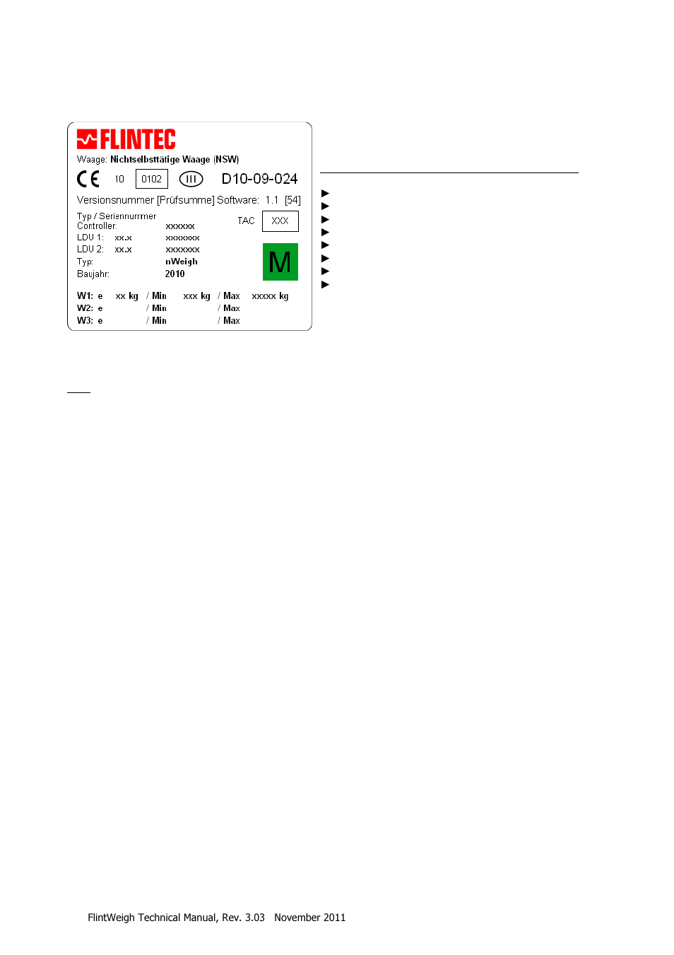 Descriptive plate | Flintec II PC-BASED User Manual | Page 11 / 32