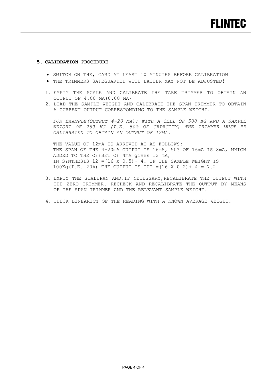 Flintec | Flintec FAA-24 User Manual | Page 4 / 4