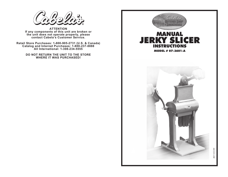 Cabela's Manual Jerky Slicer 07-3601-A User Manual | 4 pages