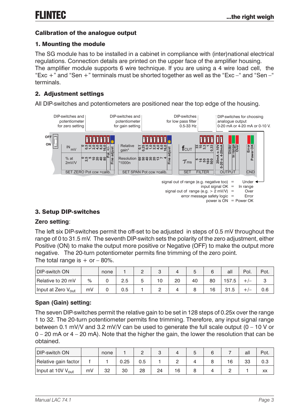 Flintec, The right weigh | Flintec LAC 74.1 User Manual | Page 3 / 5