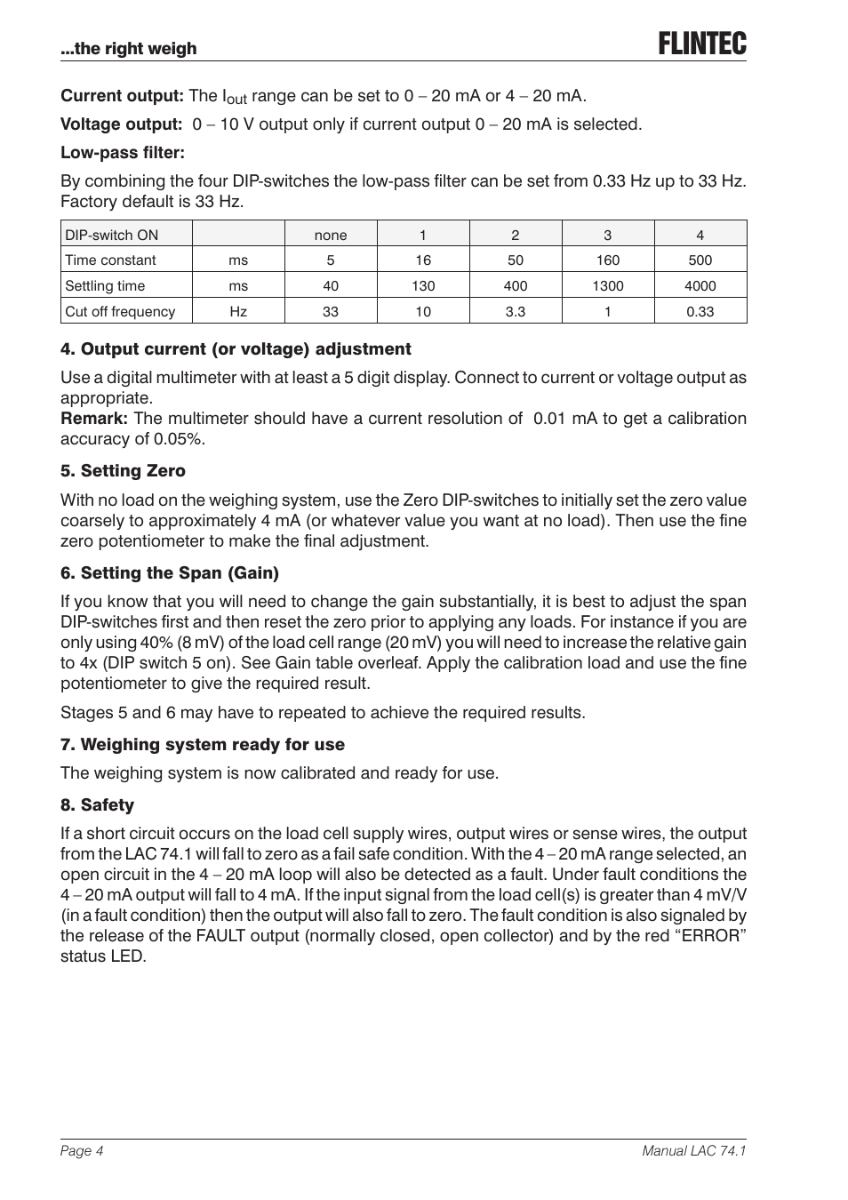 Flintec | Flintec LAC 74.1 User Manual | Page 4 / 5