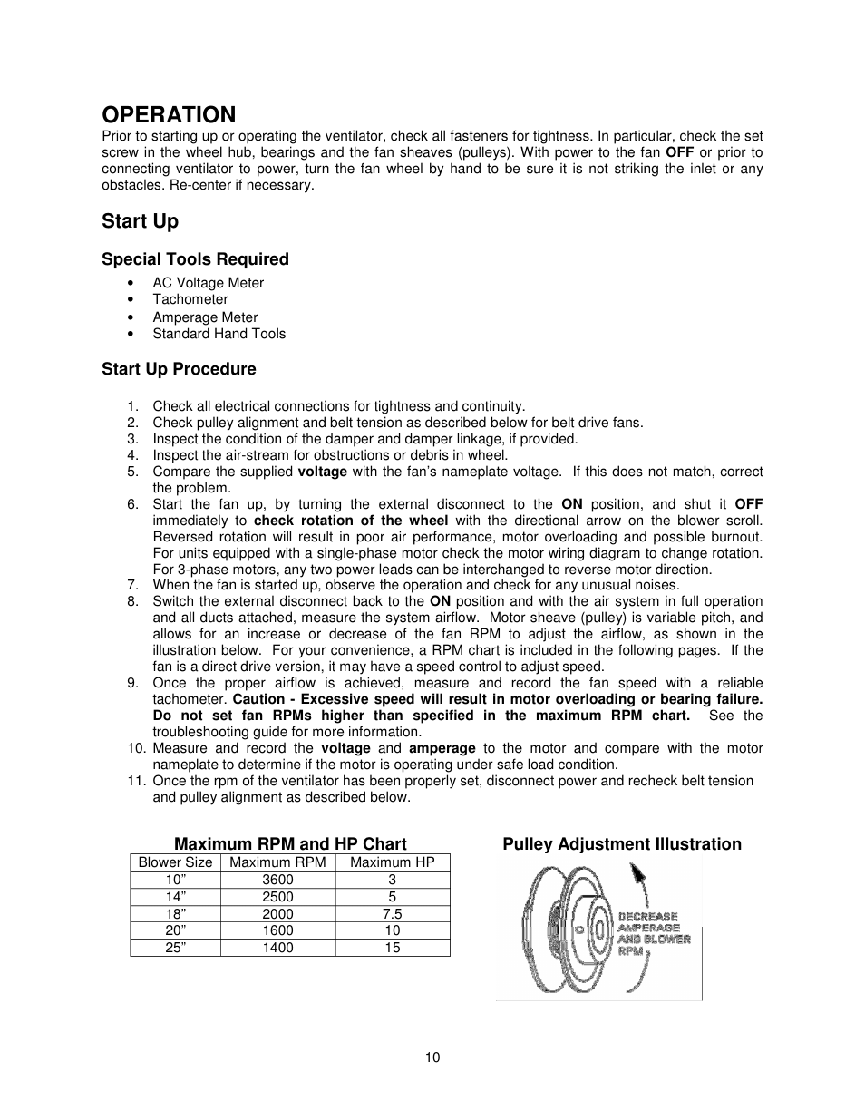 Operation, Start up | FloAire FKB-INLINE User Manual | Page 10 / 16
