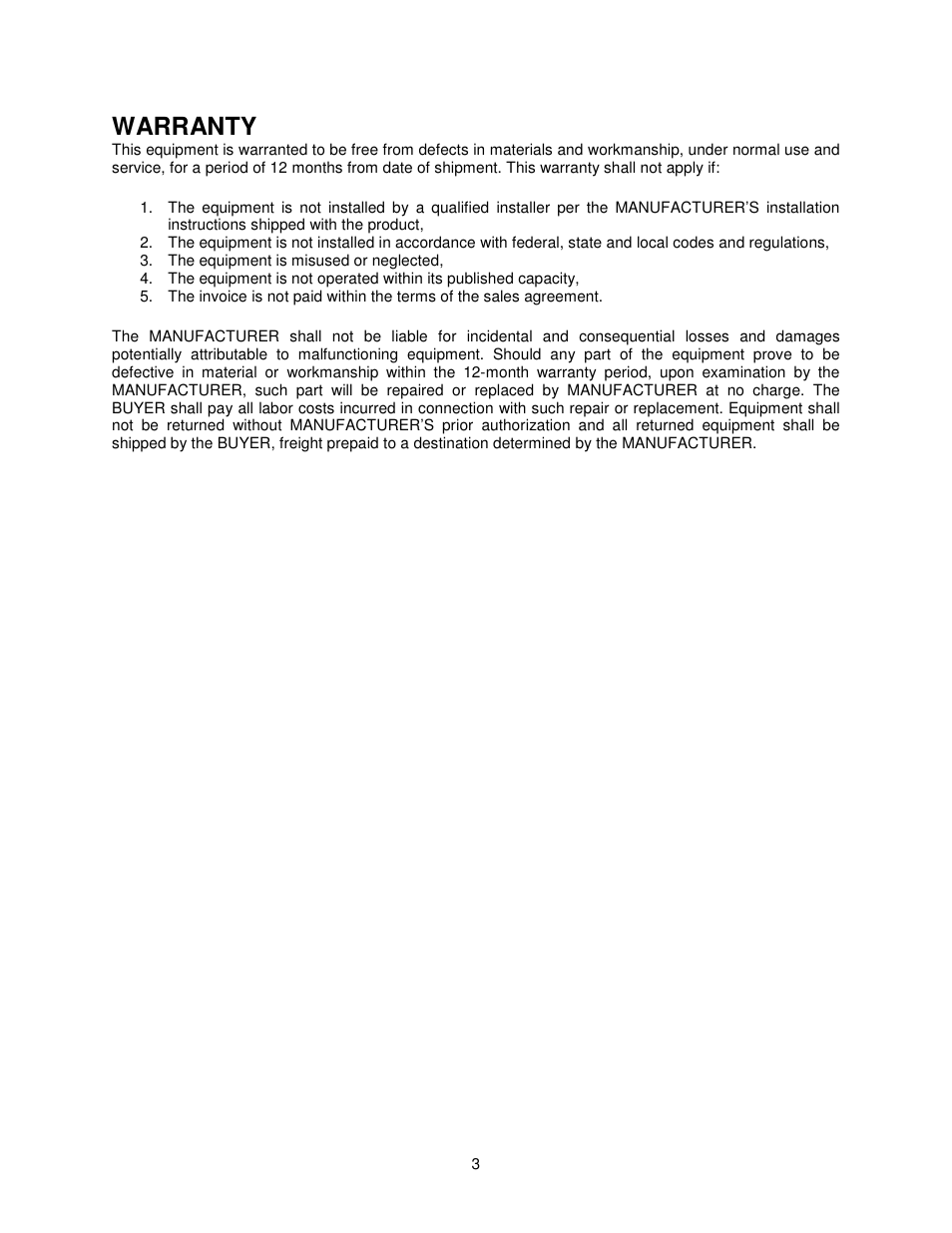 Warranty | FloAire FKB-INLINE User Manual | Page 3 / 16