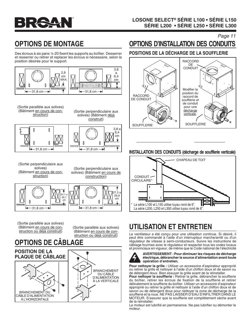 Utilisation et entretien, Page 11 losone select, Losone select | FloAire CFA-FA User Manual | Page 11 / 12