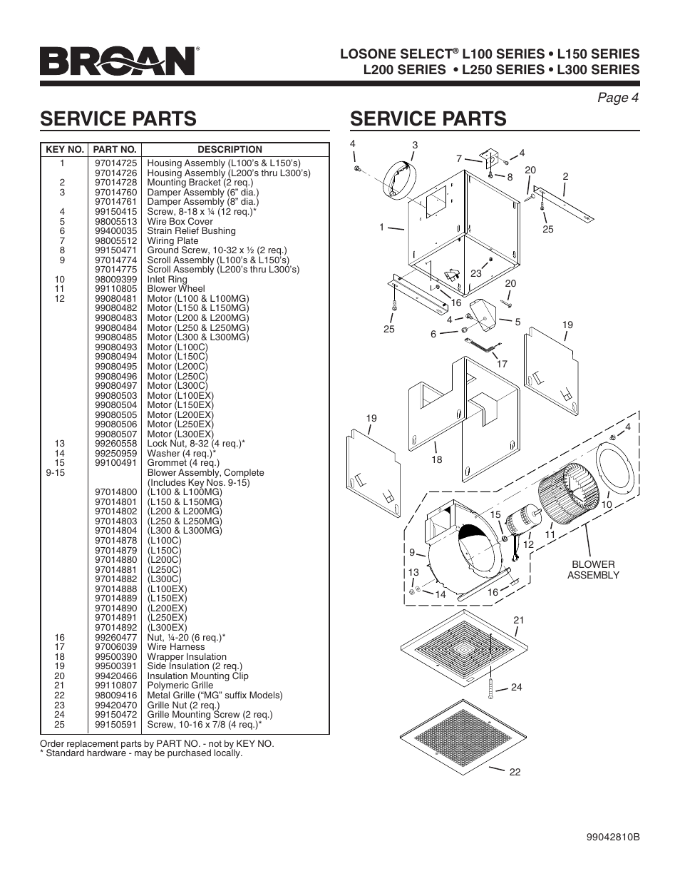 Service parts, Losone select | FloAire CFA-FA User Manual | Page 4 / 12