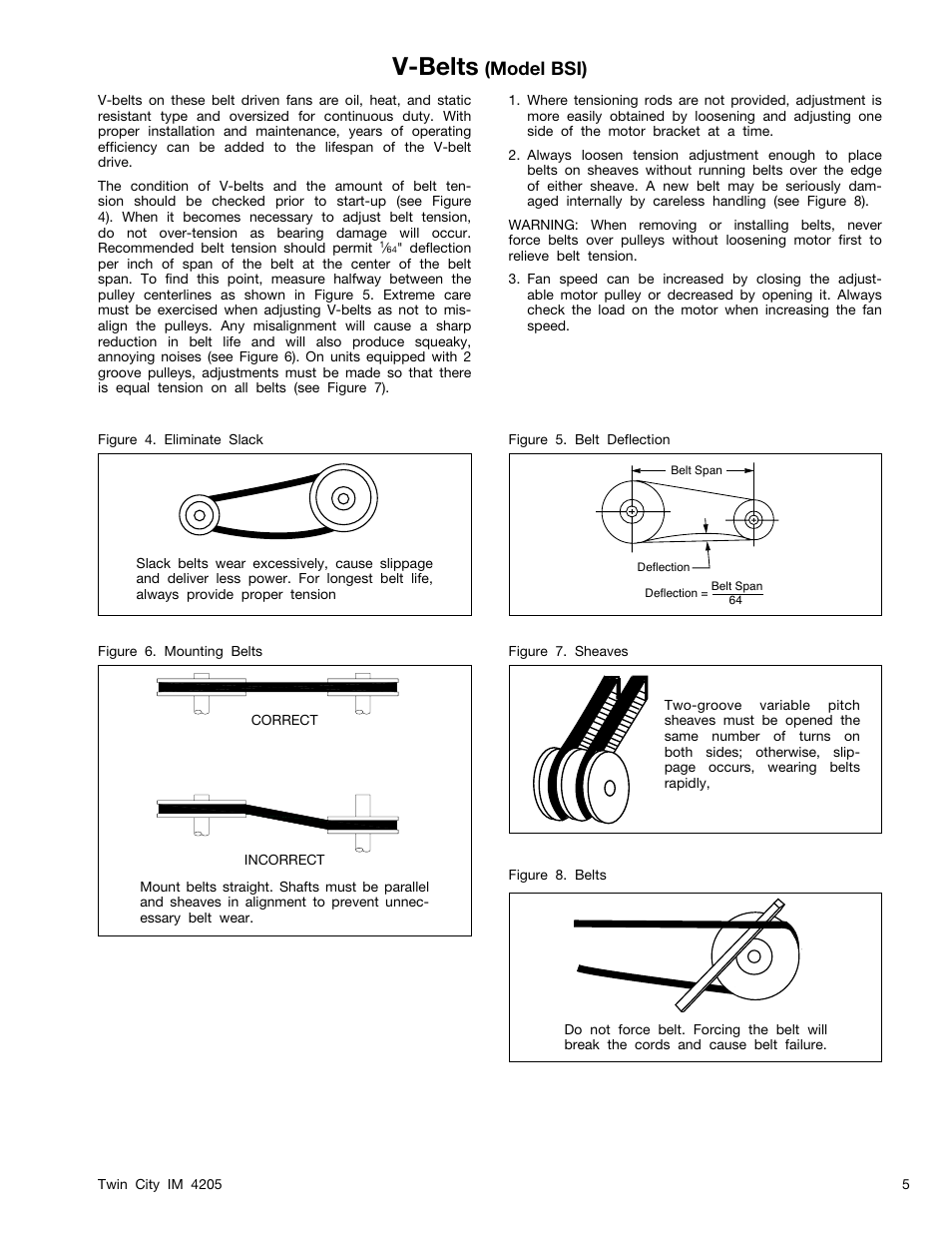 V-belts, Model bsi) | FloAire SIDD-FA User Manual | Page 5 / 12