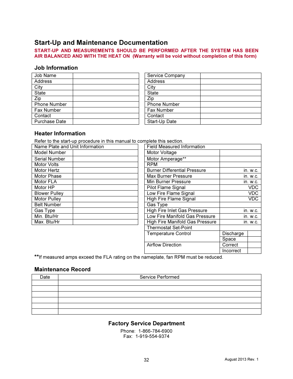 Start-up and maintenance documentation | FloAire F-D Installation User Manual | Page 32 / 32