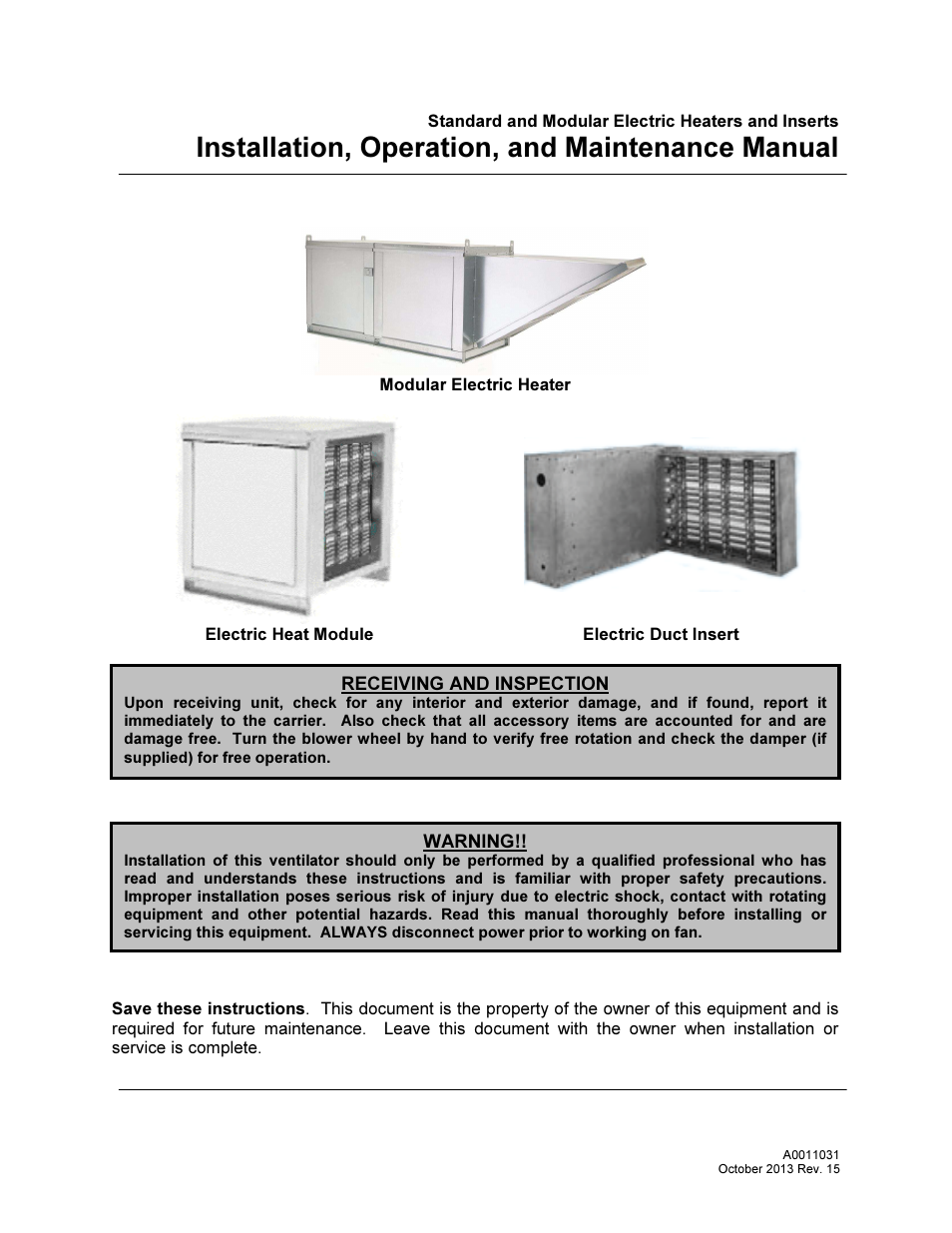 FloAire STAGED ELECTRIC HEAT MODULE User Manual | 24 pages