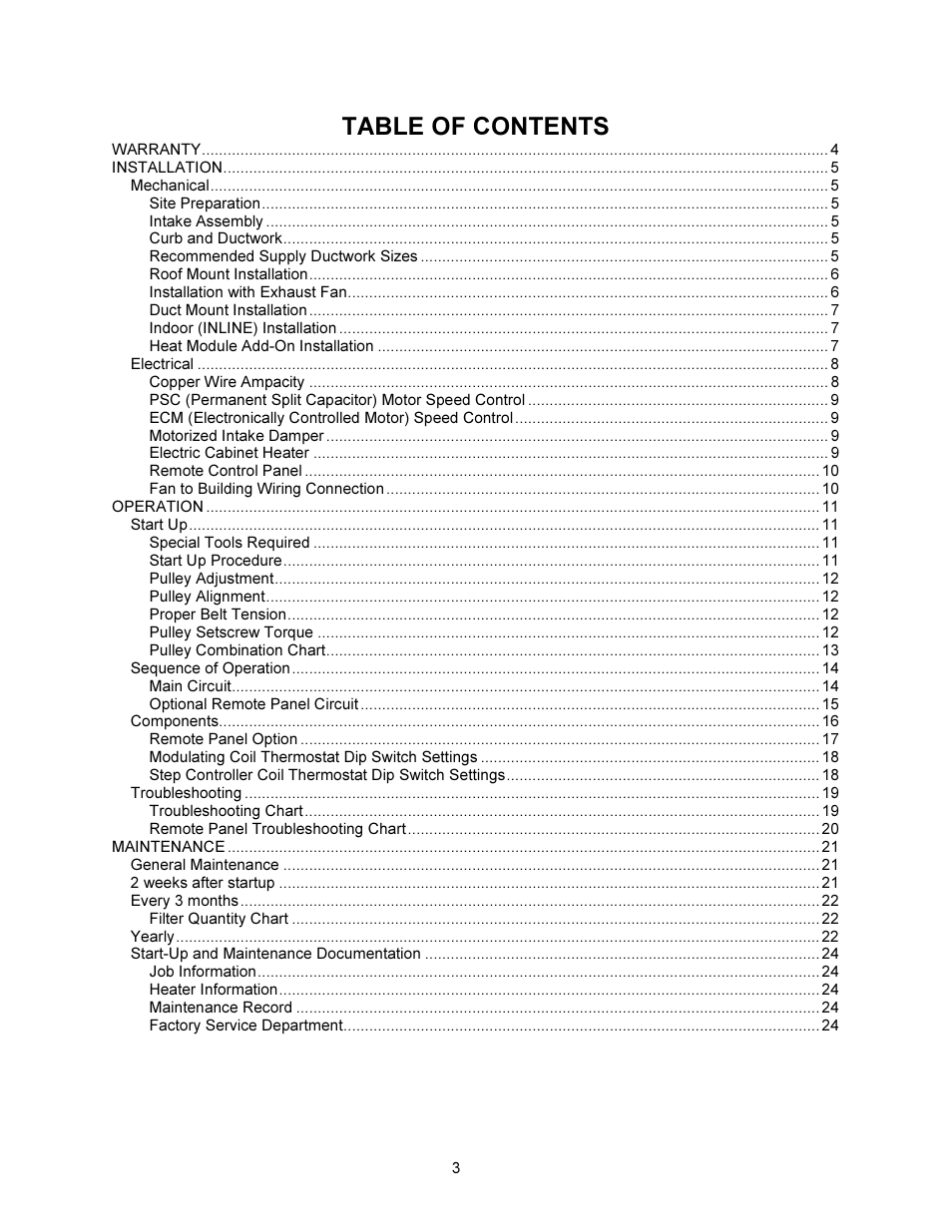 FloAire STAGED ELECTRIC HEAT MODULE User Manual | Page 3 / 24