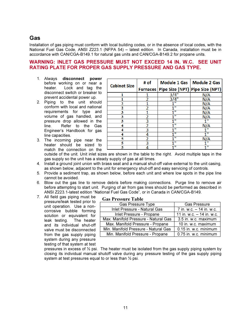 FloAire INDIRECT FIRED BENT TUBE MODULE User Manual | Page 11 / 44