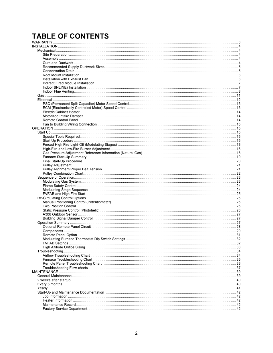 FloAire INDIRECT FIRED BENT TUBE MODULE User Manual | Page 2 / 44