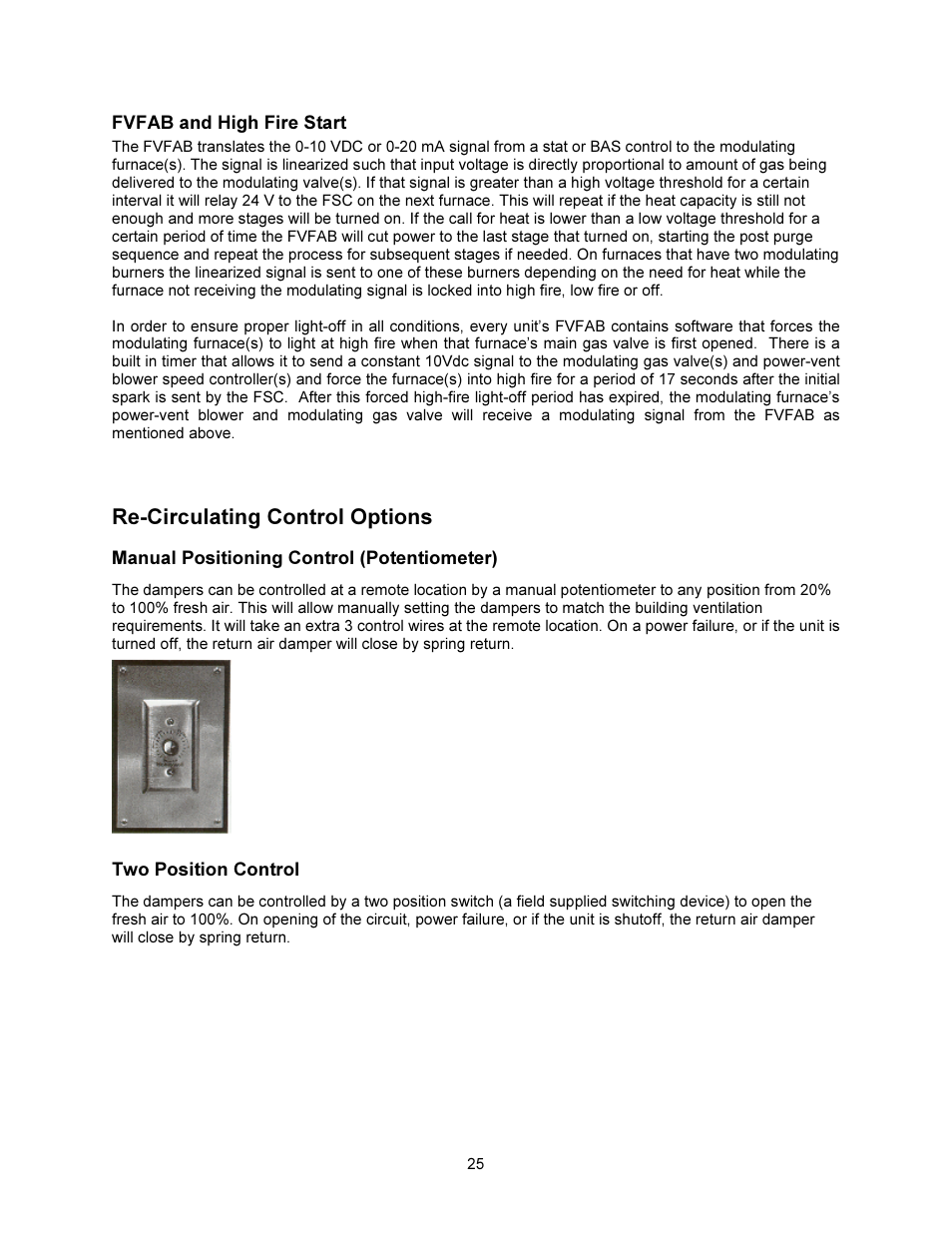 Re-circulating control options | FloAire INDIRECT FIRED BENT TUBE MODULE User Manual | Page 25 / 44