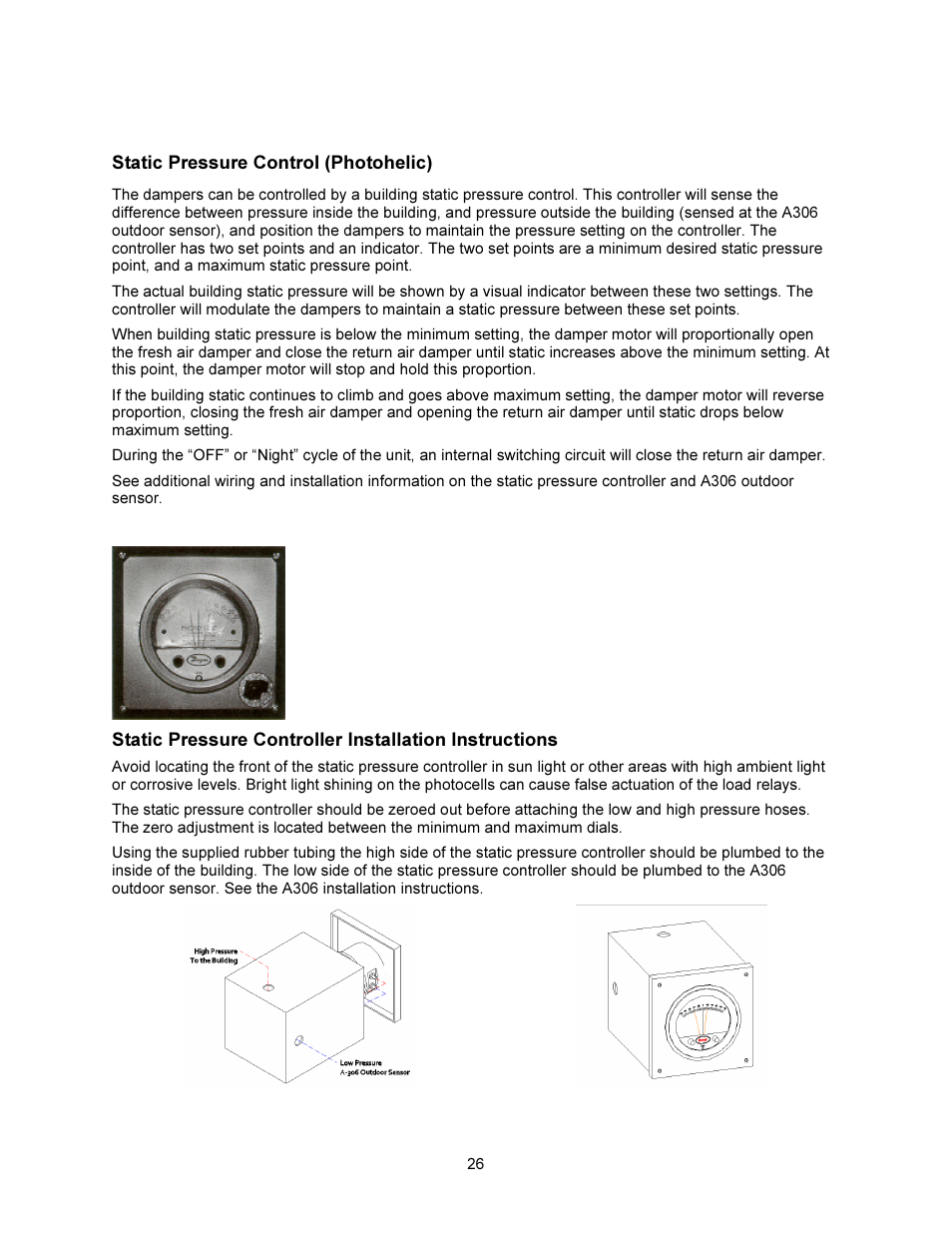 Static pressure control (photohelic) | FloAire INDIRECT FIRED BENT TUBE MODULE User Manual | Page 26 / 44