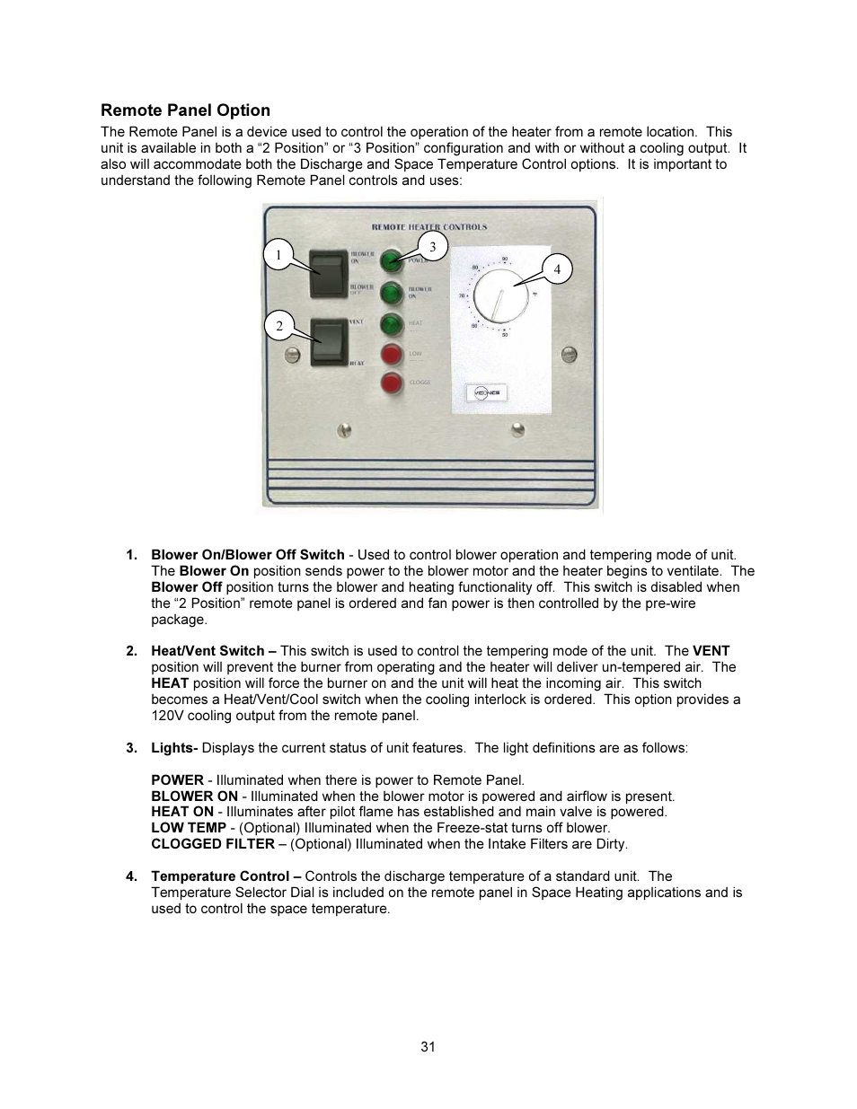 Remote panel option | FloAire INDIRECT FIRED BENT TUBE MODULE User Manual | Page 31 / 44