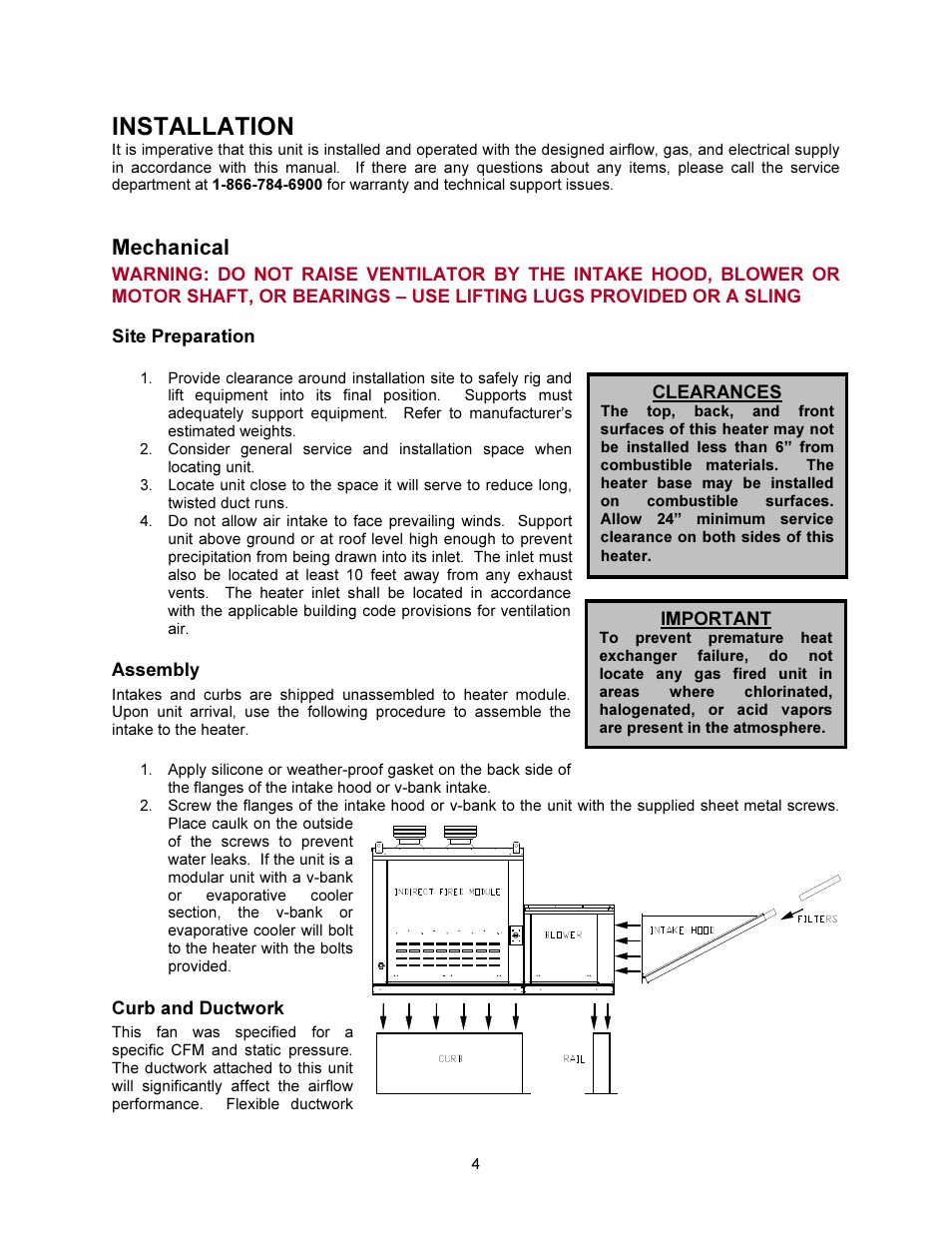 Installation, Mechanical | FloAire INDIRECT FIRED BENT TUBE MODULE User Manual | Page 4 / 44