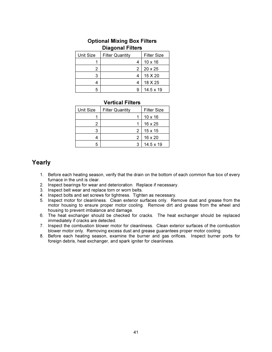 Yearly | FloAire INDIRECT FIRED BENT TUBE MODULE User Manual | Page 41 / 44