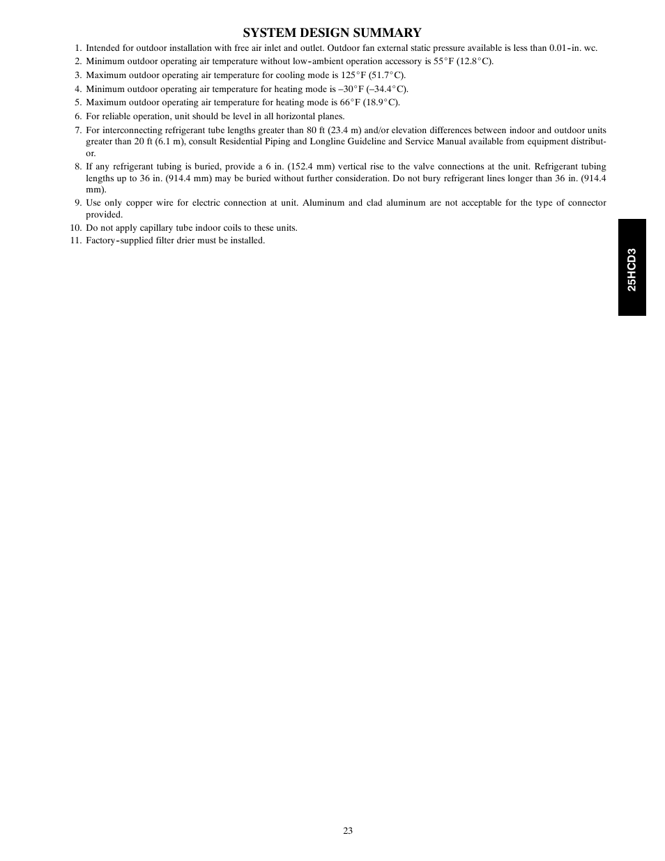 System design summary | FloAire 25HCD3 User Manual | Page 23 / 24
