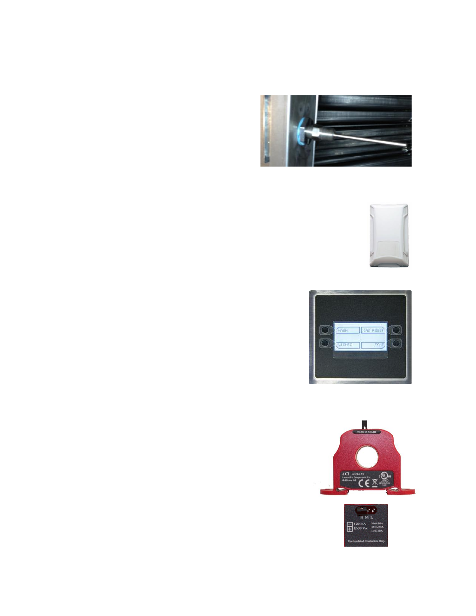 Component description, Temperature sensor, Room temperature sensor | Current sensor | FloAire Electrical Controls User Manual | Page 23 / 28