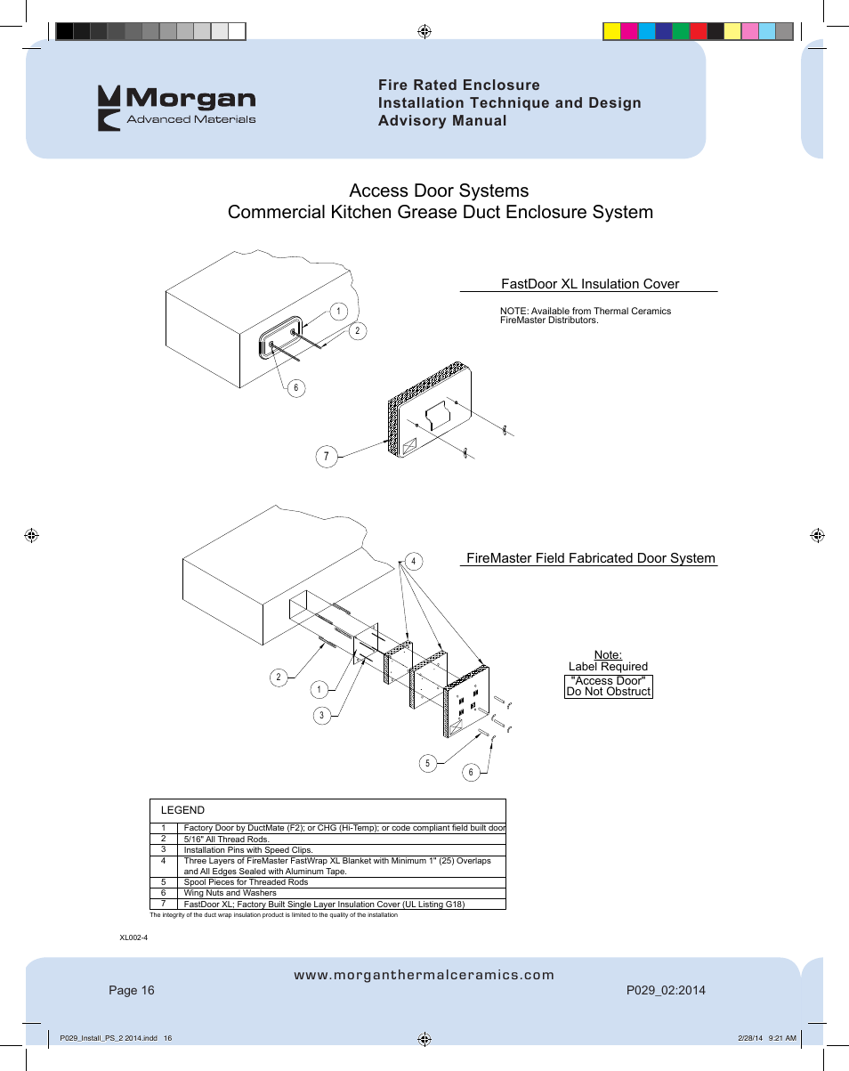 Fastdoor xl insulation cover, Firemaster field fabricated door system | FloAire Pyroscat Enclosure User Manual | Page 17 / 60