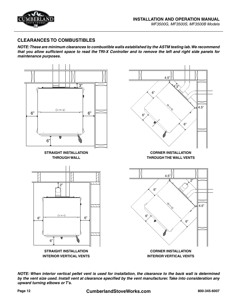 Cumberland Stove Works OMMF3500 User Manual | Page 14 / 38