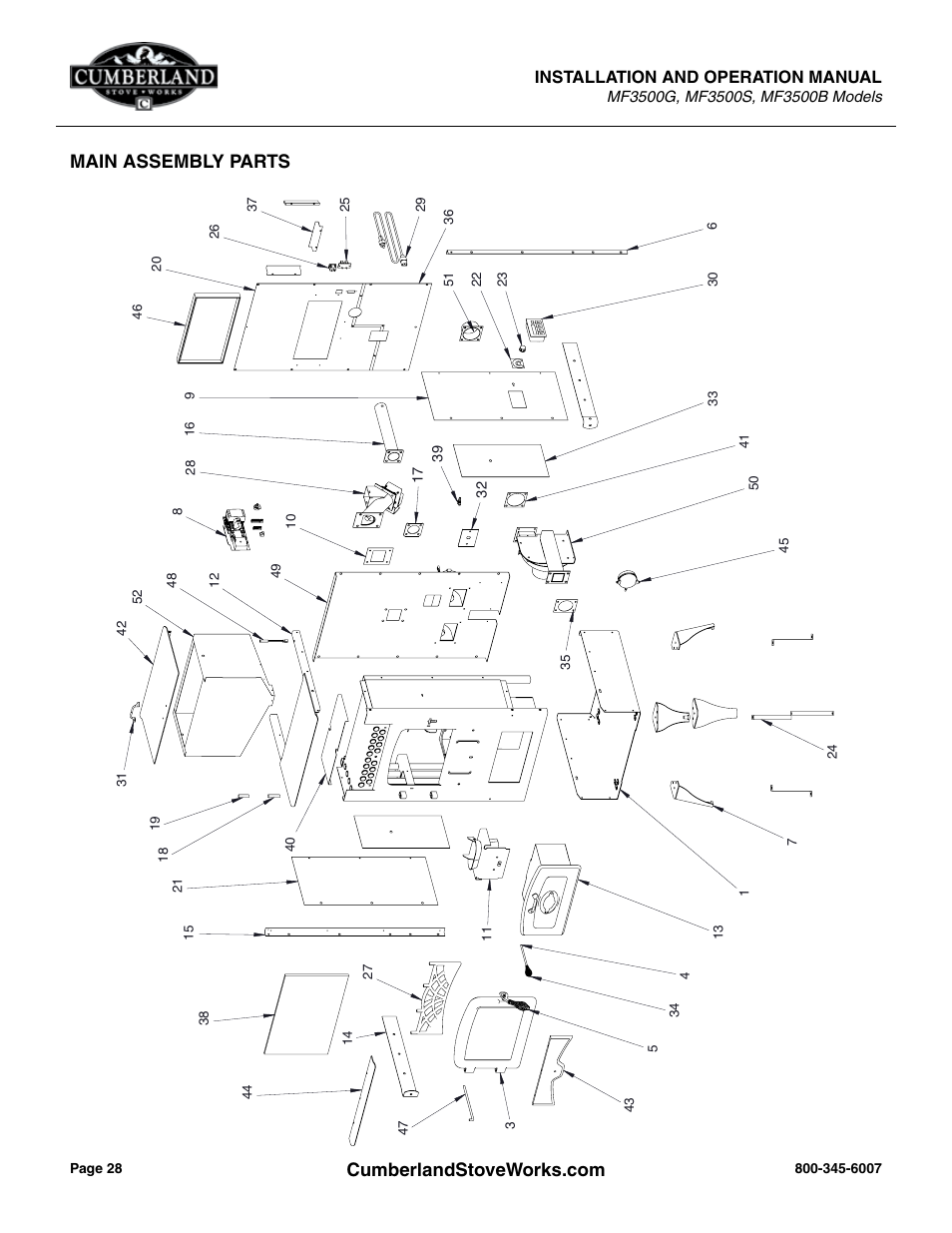 Installation and operation manual | Cumberland Stove Works OMMF3500 User Manual | Page 30 / 38