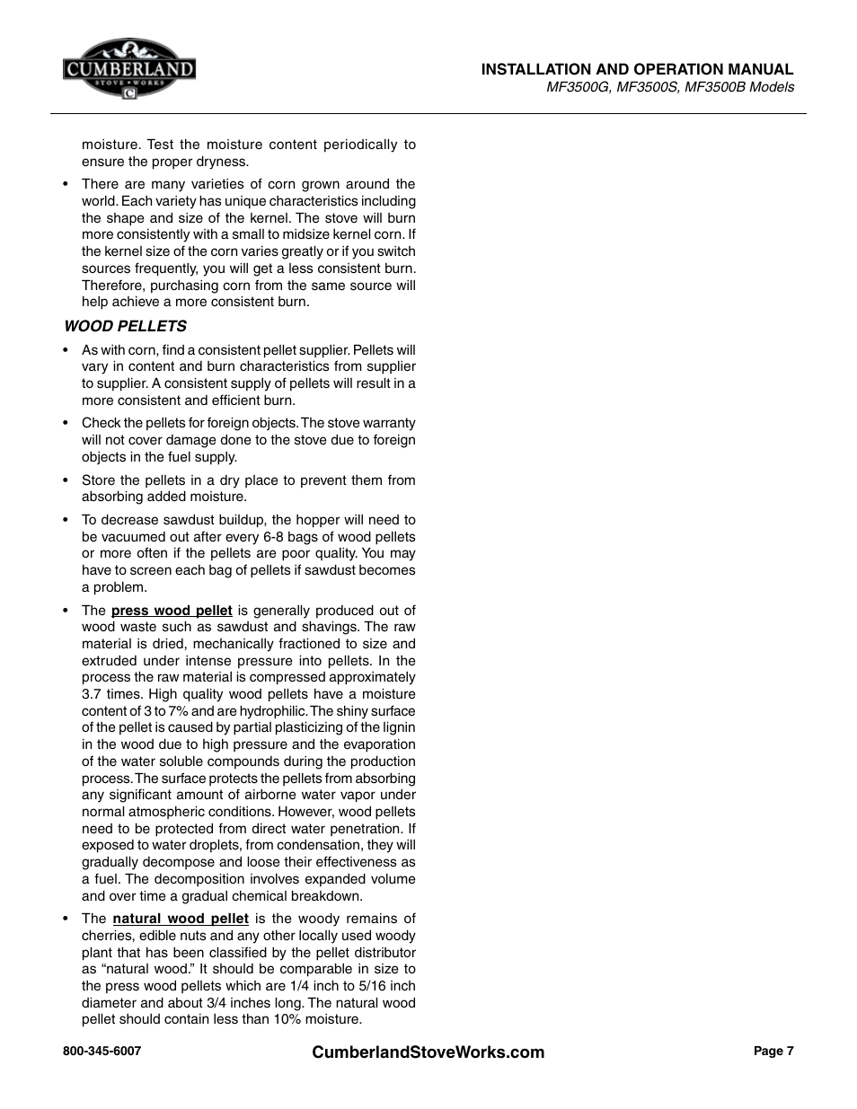 Cumberland Stove Works OMMF3500 User Manual | Page 9 / 38