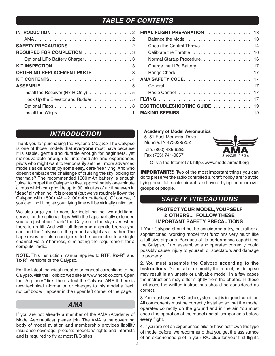 Flyzone FLZA3004 User Manual | Page 2 / 20