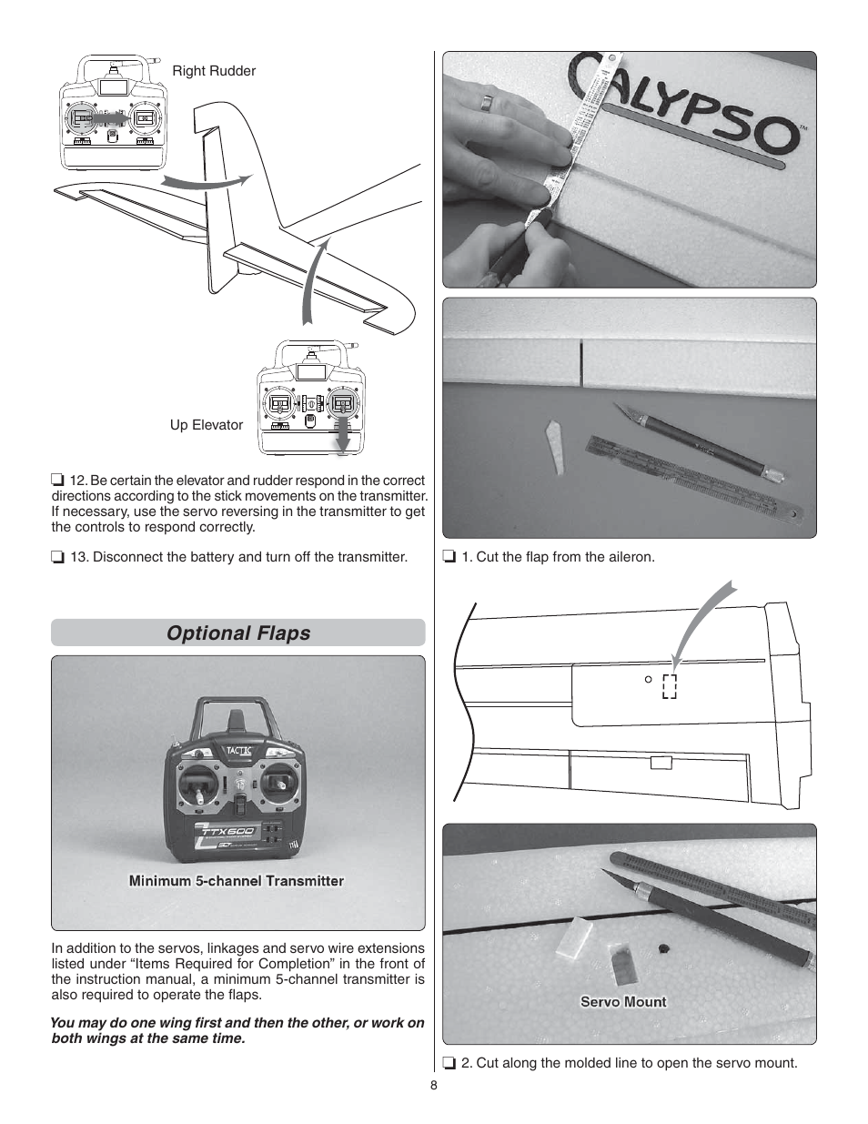 Optional flaps | Flyzone FLZA3004 User Manual | Page 8 / 20