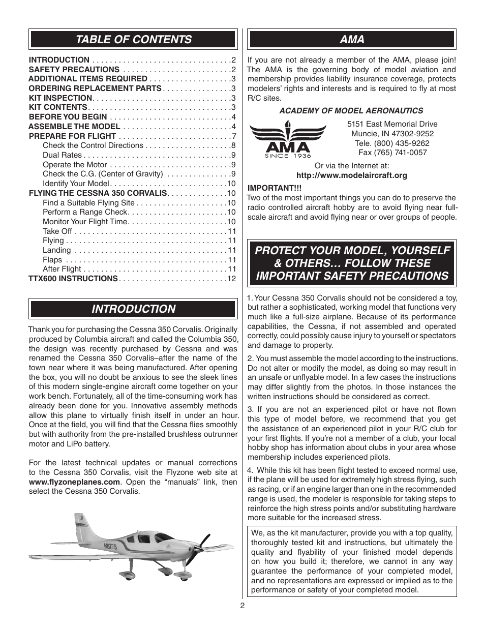 Flyzone FLZA4300 User Manual | Page 2 / 20