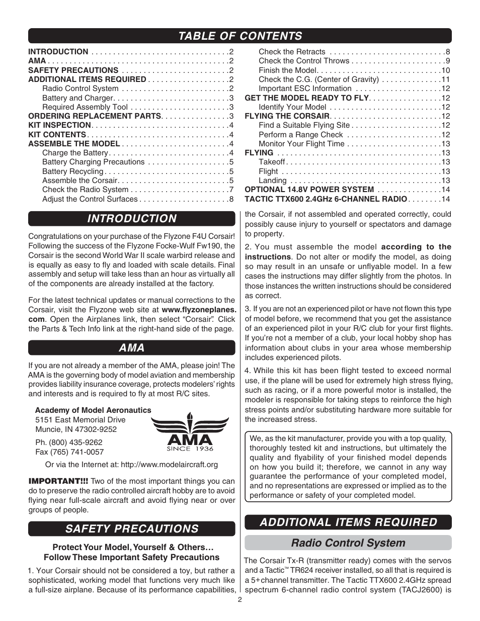 Flyzone FLZA4032 User Manual | Page 2 / 20