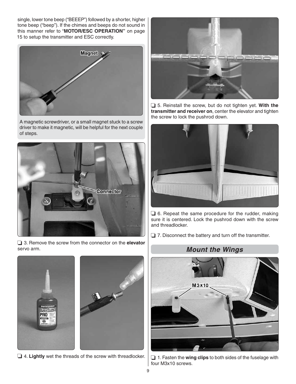 Mount the wings | Flyzone FLZA4022 User Manual | Page 9 / 16