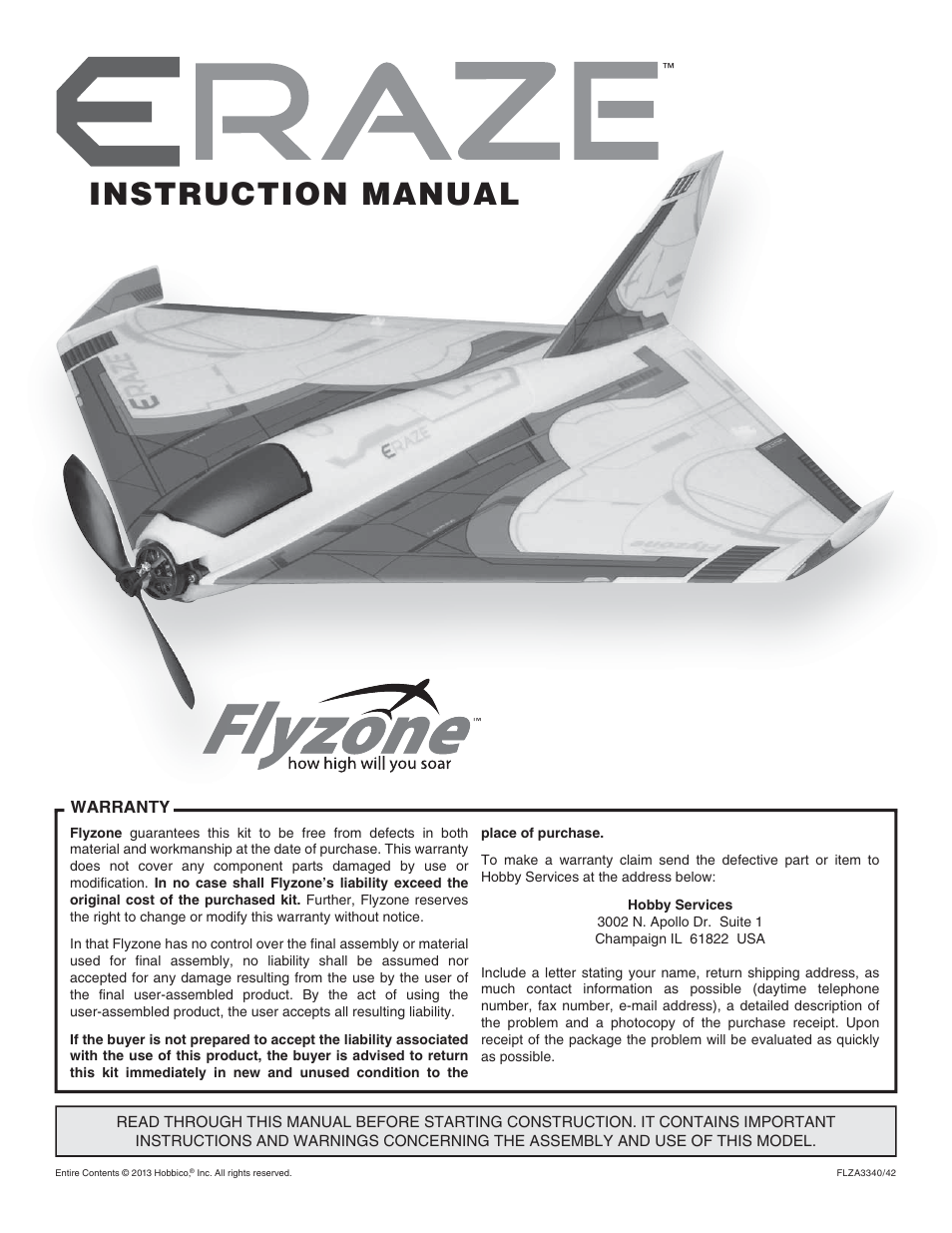 Flyzone FLZA3342 User Manual | 12 pages