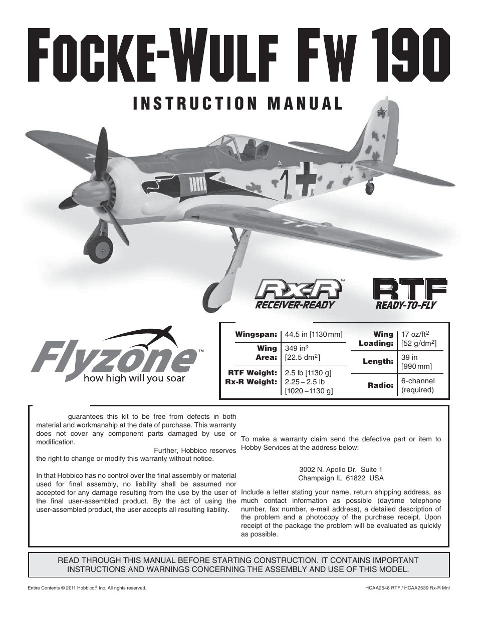 Flyzone FLZA4314 User Manual | 20 pages