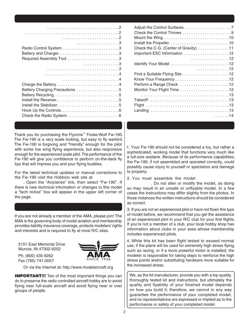 Flyzone FLZA4314 User Manual | Page 2 / 20