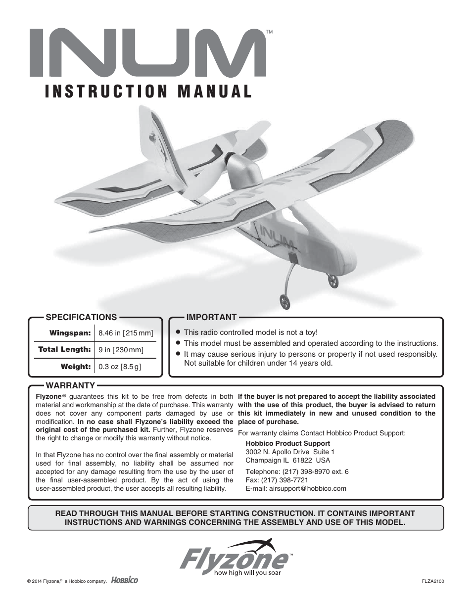 Flyzone FLZA2100 User Manual | 8 pages