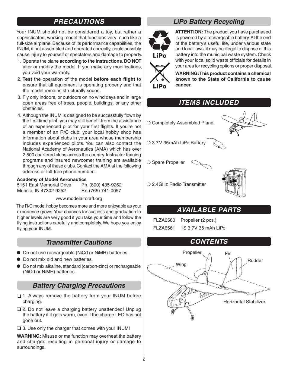 Flyzone FLZA2100 User Manual | Page 2 / 8