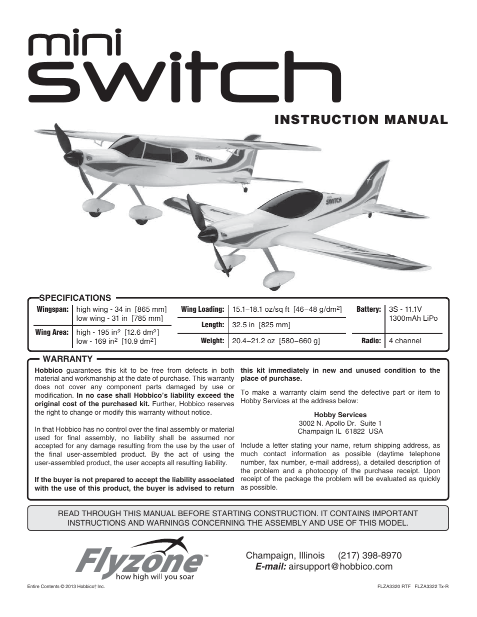 Flyzone FLZA3322 User Manual | 24 pages