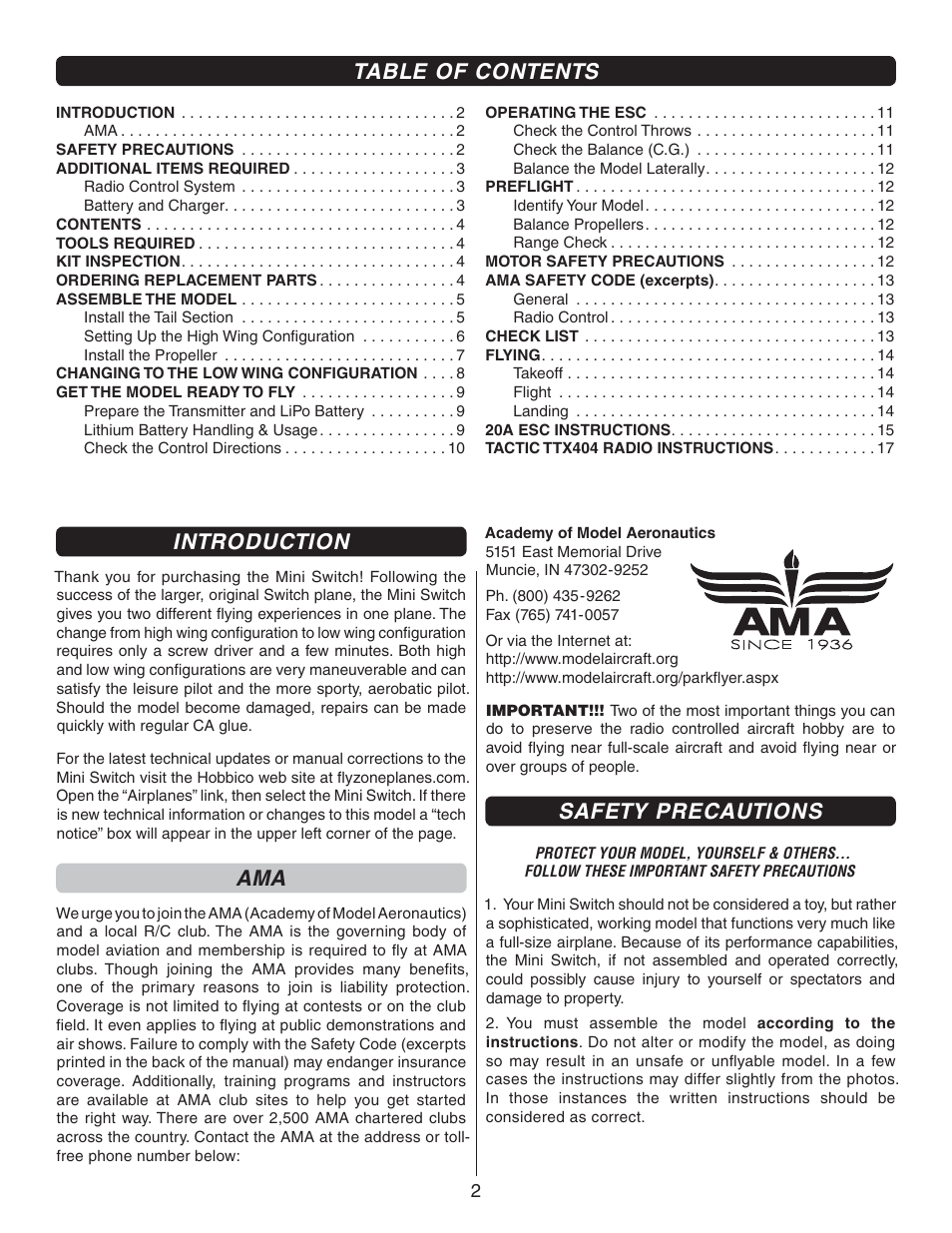 Flyzone FLZA3322 User Manual | Page 2 / 24