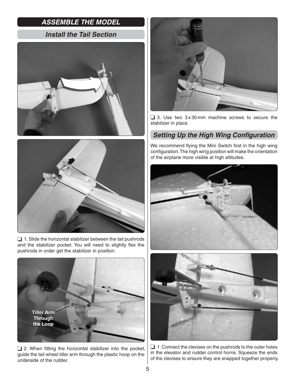 Setting up the high wing confi guration | Flyzone FLZA3322 User Manual | Page 5 / 24