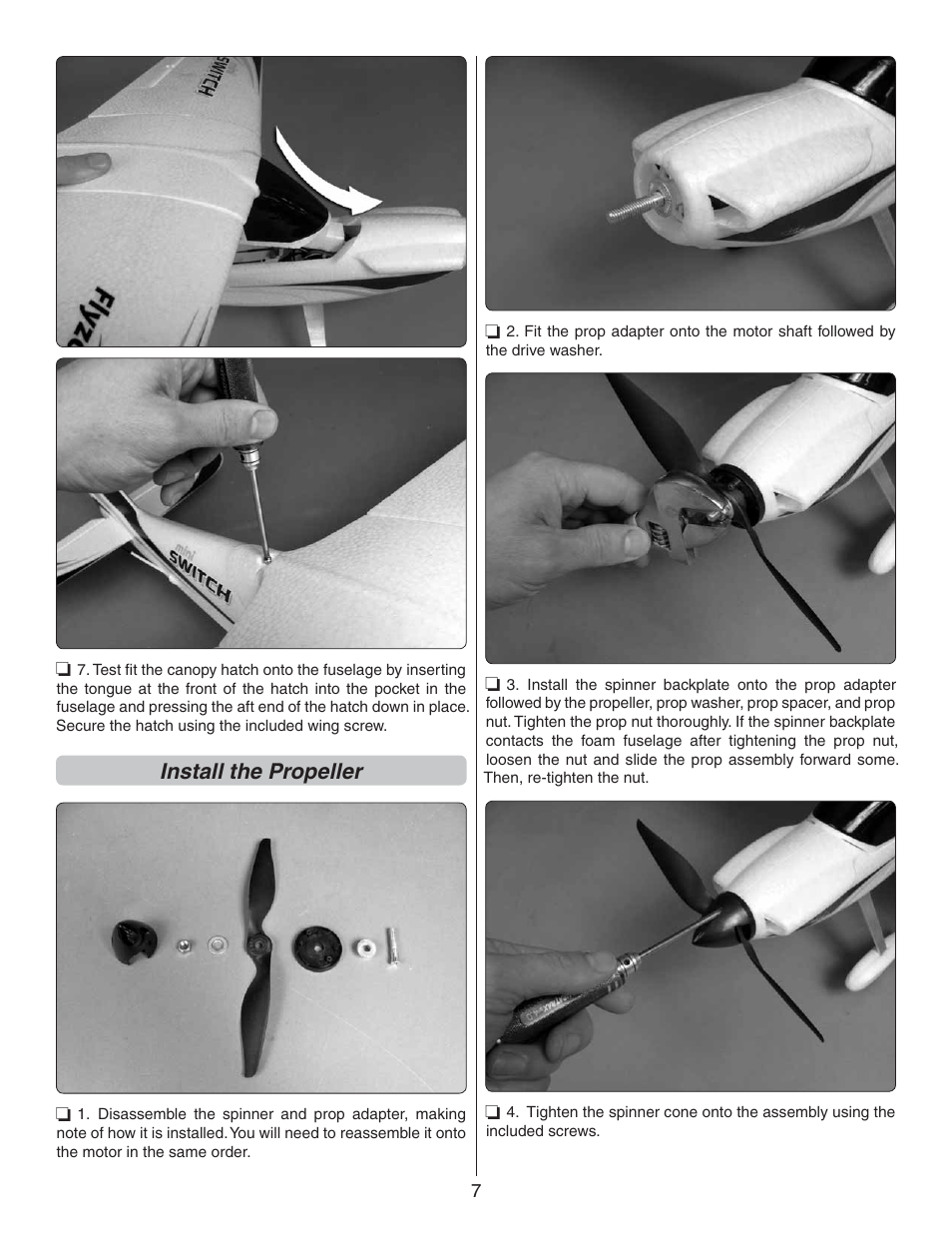 Install the propeller | Flyzone FLZA3322 User Manual | Page 7 / 24