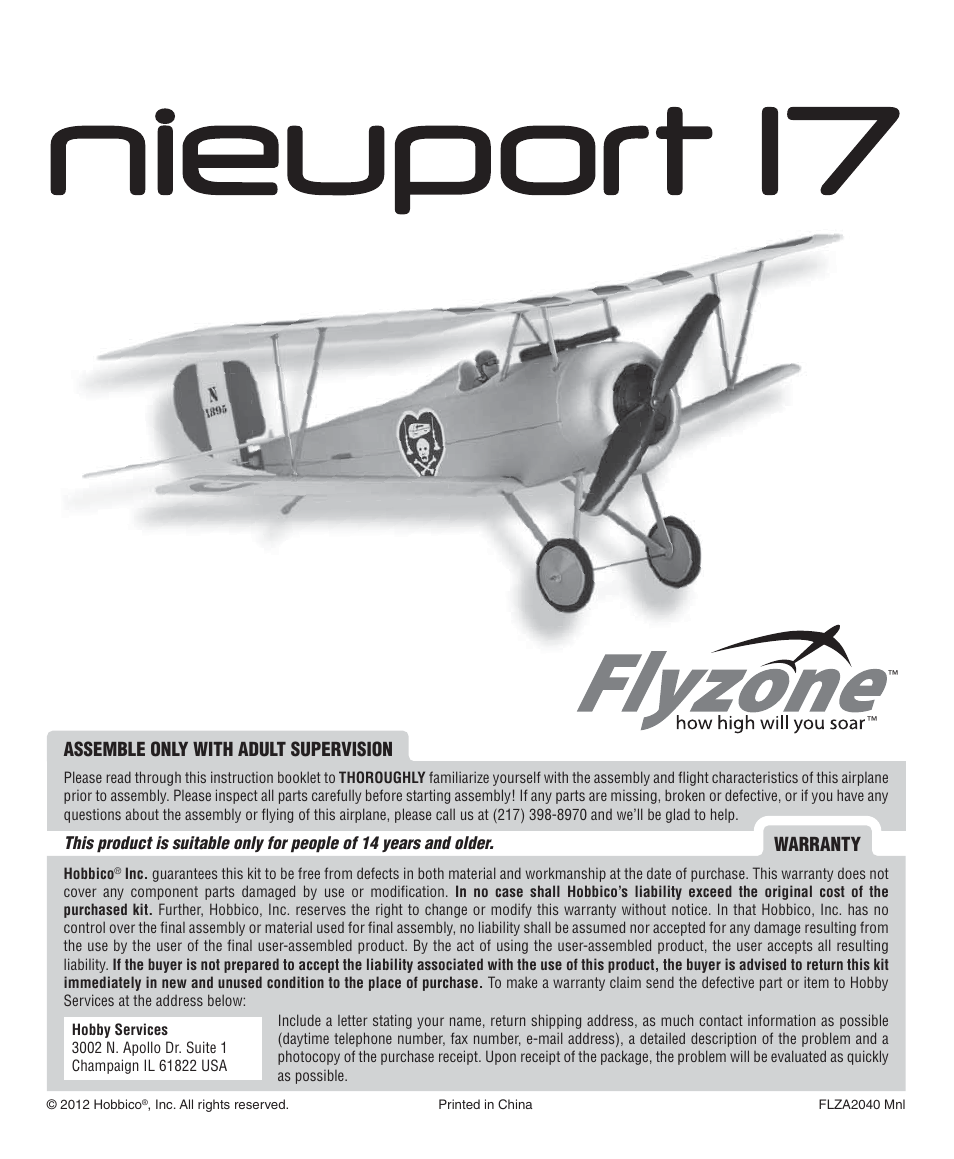 Flyzone FLZA2040 User Manual | 12 pages