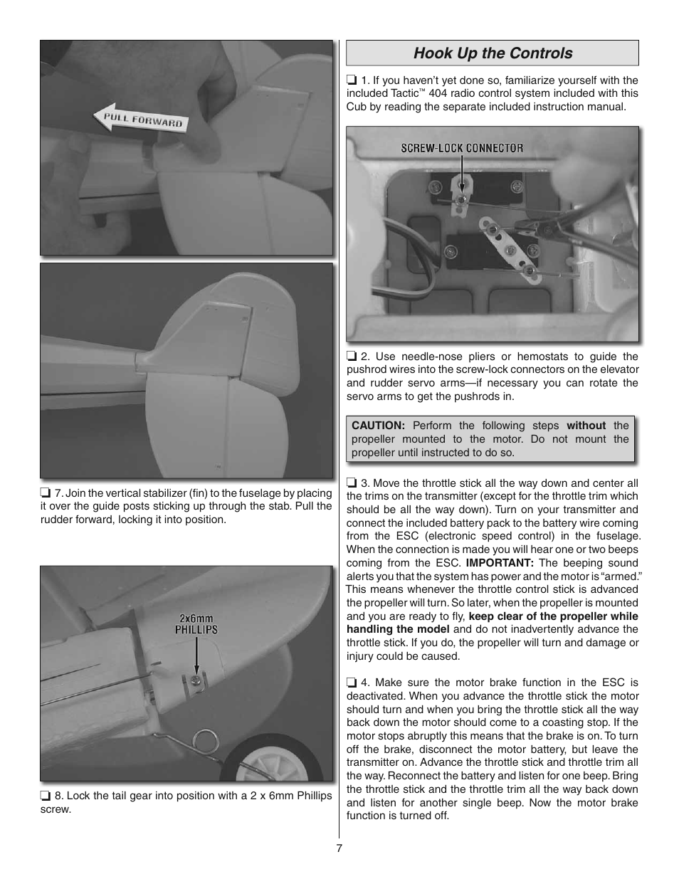 Hook up the controls | Flyzone FLZA4010 User Manual | Page 7 / 16