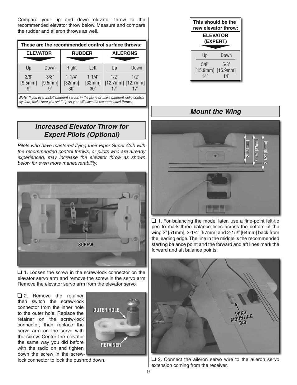 Mount the wing | Flyzone FLZA4010 User Manual | Page 9 / 16