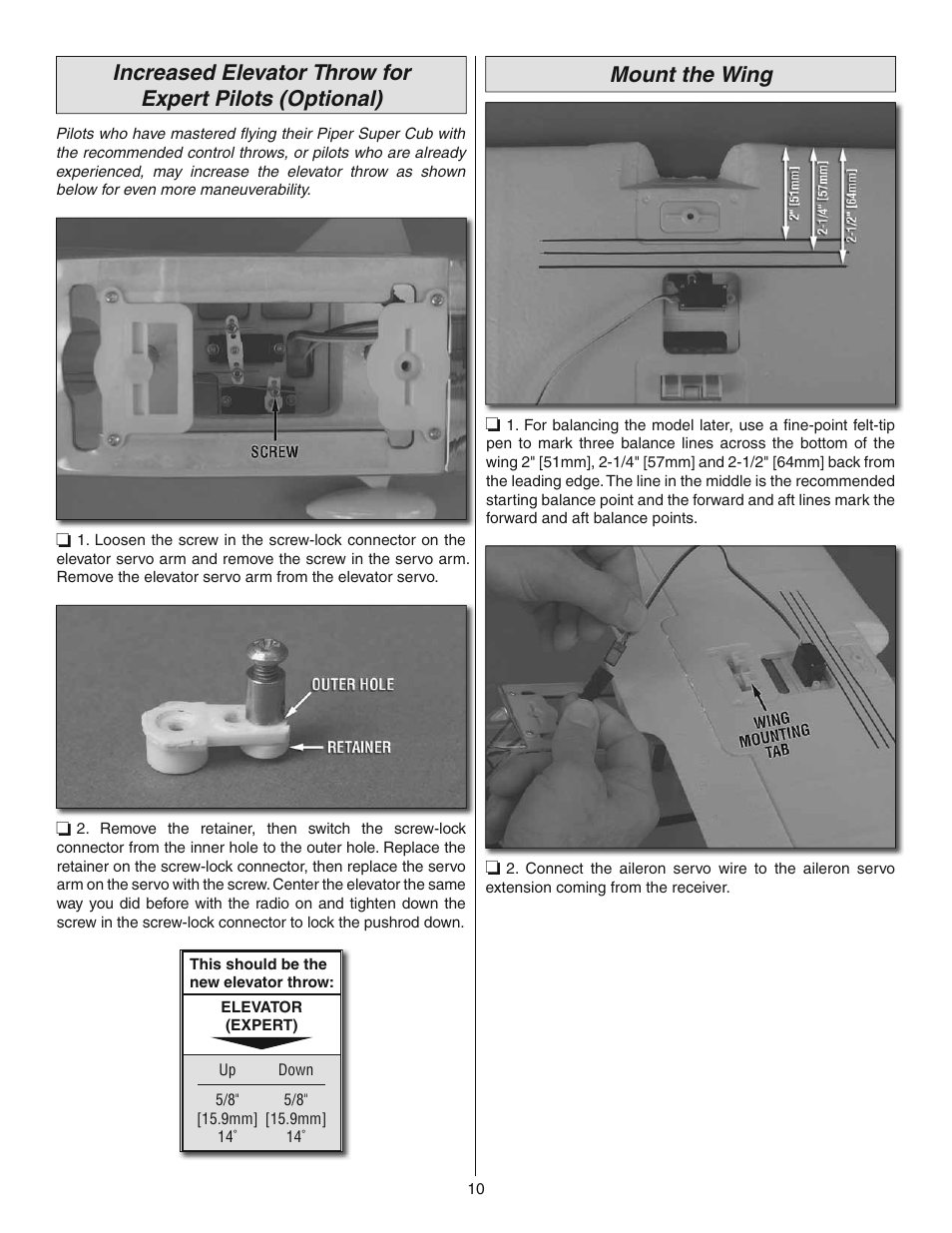 Mount the wing | Flyzone FLZA4014 User Manual | Page 10 / 16