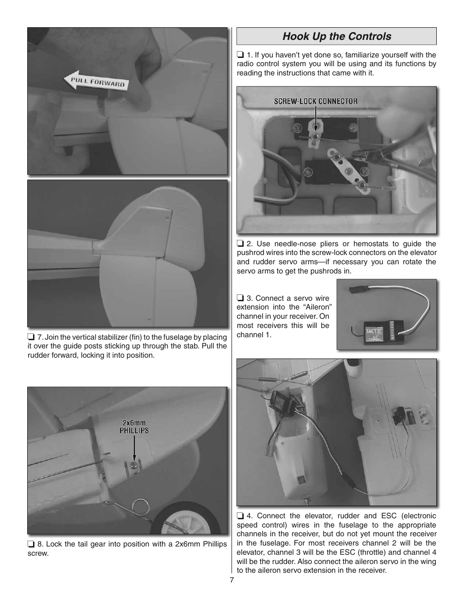 Hook up the controls | Flyzone FLZA4014 User Manual | Page 7 / 16